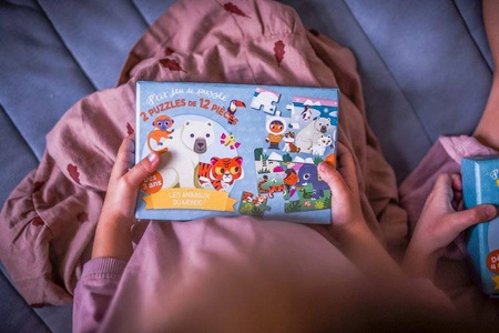 Auzou, Zestaw 2x puzzle antarktyda i dżungla 3+