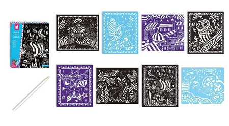 Janod, Zestaw kreatywny do zdrapywania karty świecące w ciemności Nocny Świat 7+