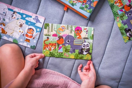 Auzou, Zestaw 2x puzzle antarktyda i dżungla 3+