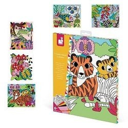 Janod, Zestaw Kreatywny Aksamitne karty Tropikalna dżungla 6+