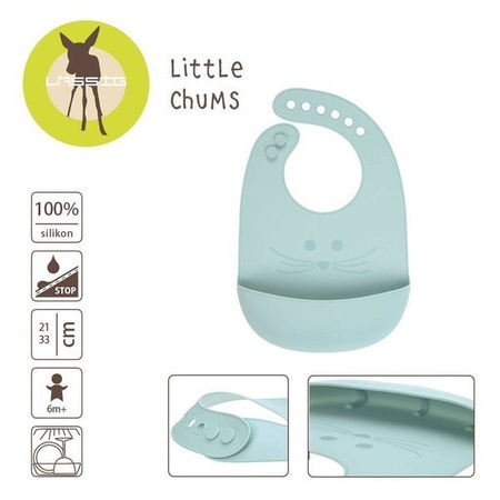 Lassig, Śliniak silikonowy z kieszonką Little Chums Mysz Niebieski