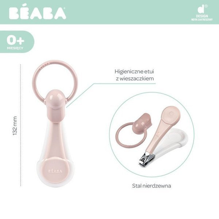Beaba - Cążki do paznokci w etui Old Pink