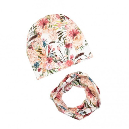 Zestaw czapka i komin Ulka Kwiaty Boho - Ul&Ka