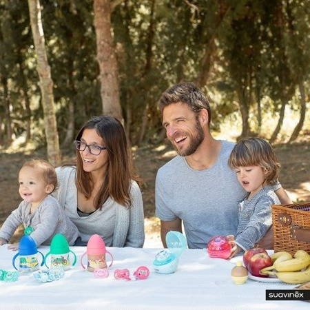 Smoczek fizjologiczny silkonowy 0-4m - Niebieski Wanderlust - Suavinex