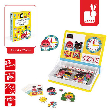 Magnetyczna układanka Magnetibook - Uczę się zegarka - Janod