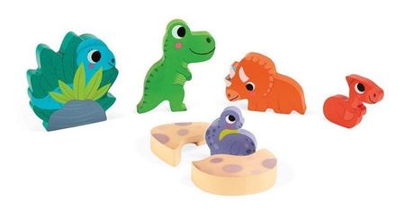 Układanka drewniana 3D Zabawa w chowanego Dinozaury - Janod