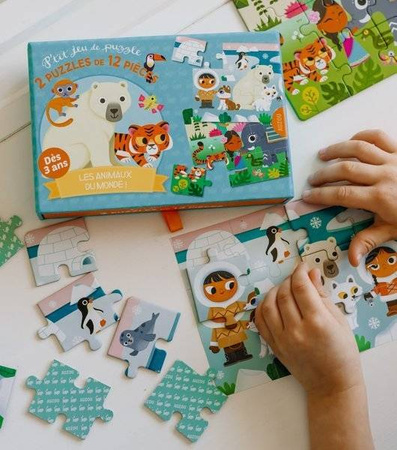 Auzou, Zestaw 2x puzzle antarktyda i dżungla 3+