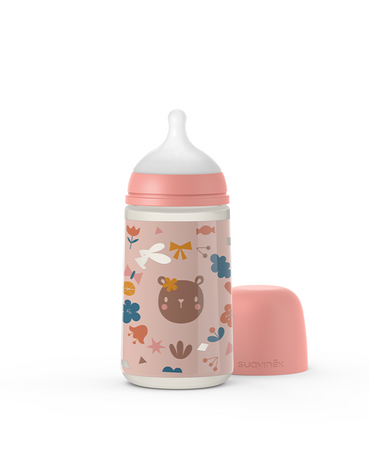 Suavinex, Butelka 270 ml - smoczek fizjologiczny SX Pro - Różowy Forest