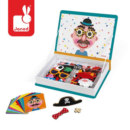 Magnetyczna układanka Magnetibook - Śmieszne buzie Chłopiec - Janod