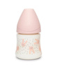 Suavinex, Butelka do karmienia 150 ml - smoczek silikonowy okrągły - Królik Różowy - Hygge Baby
