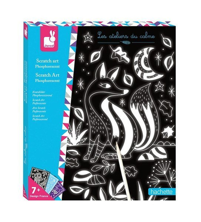 Janod, Zestaw kreatywny do zdrapywania karty świecące w ciemności Nocny Świat 7+