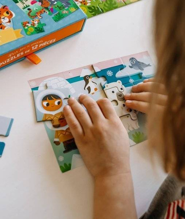 Auzou, Zestaw 2x puzzle antarktyda i dżungla 3+