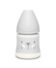 Suavinex, Butelka do karmienia 150 ml - smoczek silikonowy okrągły - Kotek Szary - Hygge Baby
