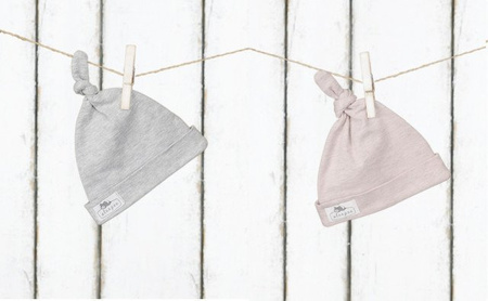 Sleepee, Czapeczka krasnal 2 pak - Jasny Szary i Róż - 2-4 mce