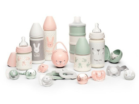 Suavinex, Butelka do karmienia 150 ml - smoczek silikonowy okrągły - Kotek Szary - Hygge Baby