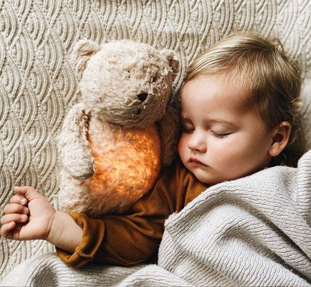 Moonie - Szumiący Miś Organic z Lampką - Cappuccino