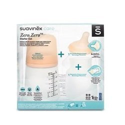 Suavinex, Zestaw startowy Zero Zero butelka 180 ml - butelka, smoczek i woreczek