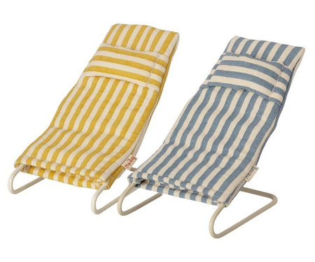 Maileg, Beach chair set, Mouse - Zestaw leżaków plażowych