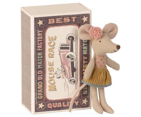 Maileg, Myszka Młodsza Siostra w pudełku - Little sister Mouse in box