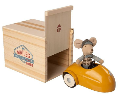 Maileg, Myszka w Żółtym Aucie  - Mouse car in Garage Yellow