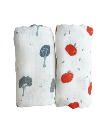 Pieluszki muślinowe 2 pack Apples & Trees - Pink No More